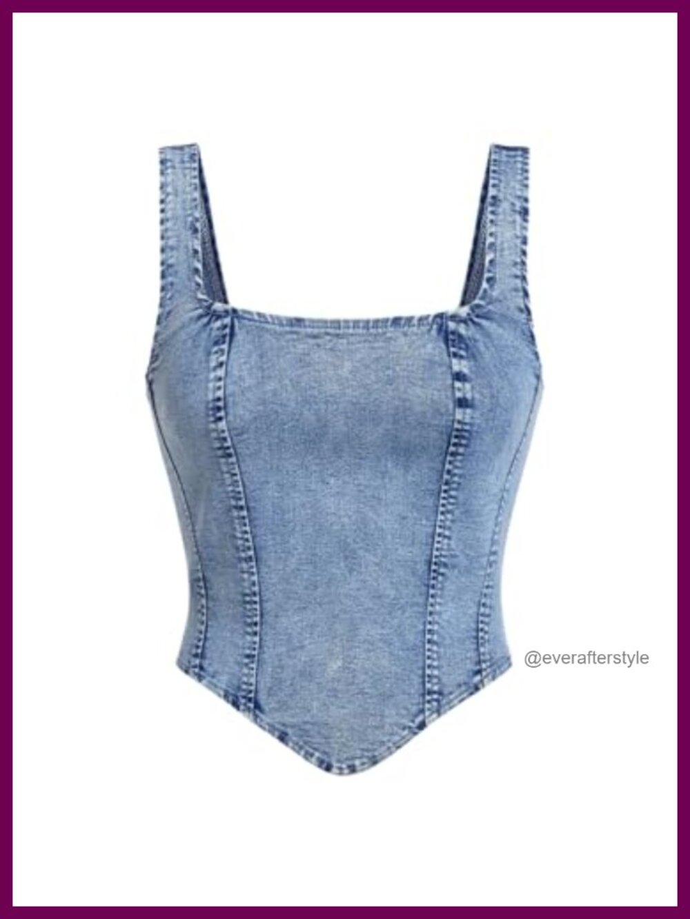 Denim Corset Tank Top Crop Sleeveless Zip Back Y2K Streetwear